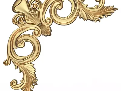 Corner Carved Plaster Molding Decoration 022 Low-poly 3D model