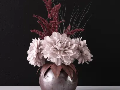 Bouquet of dahlias in a vase 3D model