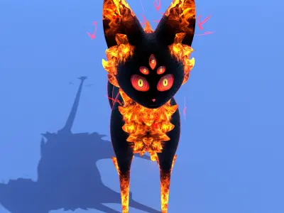 Volcano Cat Low-poly 3D model