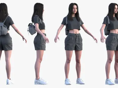 Woman - Summer Outfit 6 - Modular - Rigged Low-poly 3D model