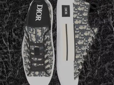 CHRISTIAN DIOR B23 LEAGUE OBLIQUE BEIGE 3D SHOES Low-poly 3D model