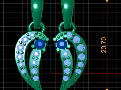 WINGS STYLE DIAMOND EARRING 3D PRINTABLE MODEL 3D print model