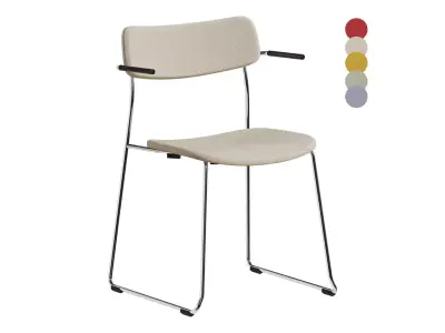 Ella Chair with Sled Base Short Armrest Upholstered by Martela 3D model