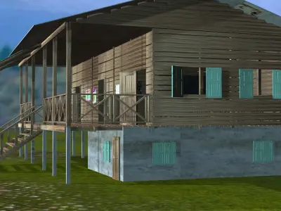 old school wooden school 3D model