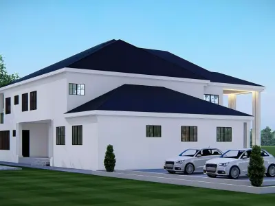 Ranch Farmhouse Exterior Classic American Country Home Design 3D model