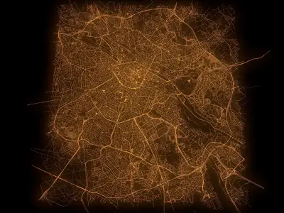 Streets Railroad and car roads Brussels Belgium 3D model