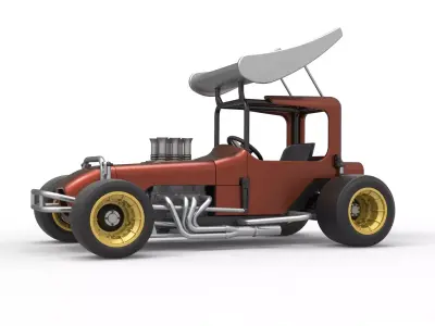 Vintage Winged Supermodified stock car Scale 1 to 25 3D print model