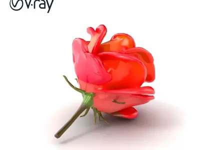 Vibrant Rose Flower Sculpture model pack Low-poly 3D model