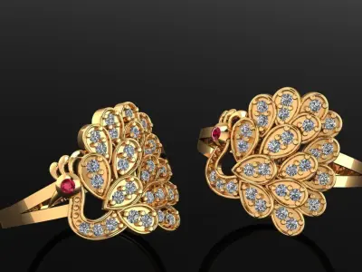 Women ring 59 peacock top shape diamond ring for women 3D print model