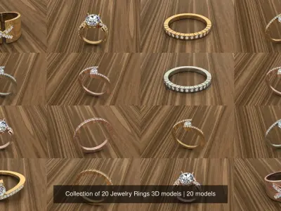 Collection of 20 Jewelry Rings 3D models 3D Model Pack