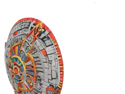 Aztec Sun Stone Calendar Relief Low-poly 3D model
