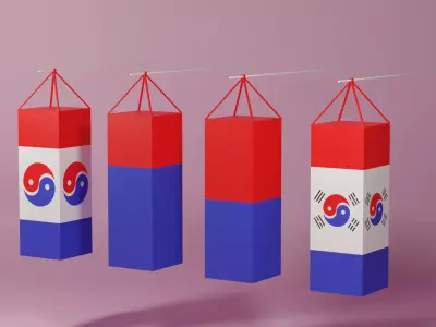  Cartoon Korean Lantern Collection Low-poly 3D model