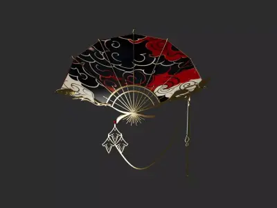 golden war fans model Low-poly 3D model