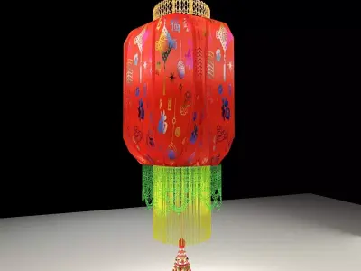 Chinese Red Lantern 3D model 14