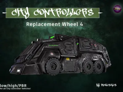 CITY CONTROLLERS Replacement Wheel 4 - PBR lowpoly Low-poly 3D model