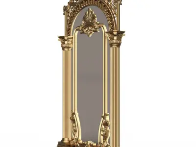 Carved Classic Mirror 01 Low-poly 3D model