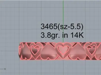Heart Band Ring 3465 3D print model