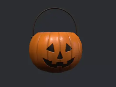 Pumpkin Basket - Trick or Treat Halloween Basket Low-poly 3D model