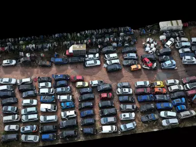 cars wreckage terrain large field drone photogrammetry Low-poly 3D model