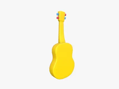 Cartoon Mexican Guitar A02 Yellow Blue - Music Instrument Design Low-poly 3D model