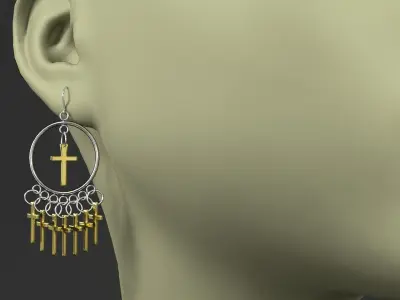 earrings mannequin wearing with cross 3D model