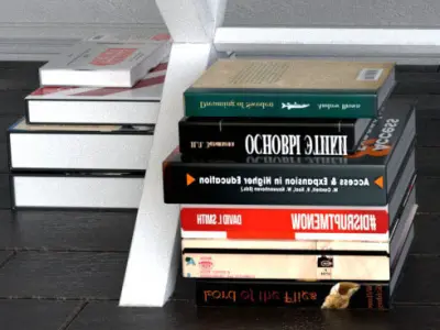 Set 24 desk lamp and pencils on table 3D model