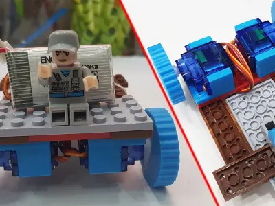 Lego robot - Lego servo mount and lego omnidirectional wheel 3D print model