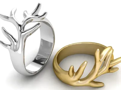 Stylish Antler Ring 3d printable Model 3D print model