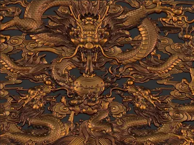 dragons chinese dragon carving 3D print model