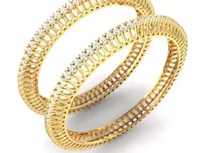 Ethereal Diamond Feather BANGLE 3D print model