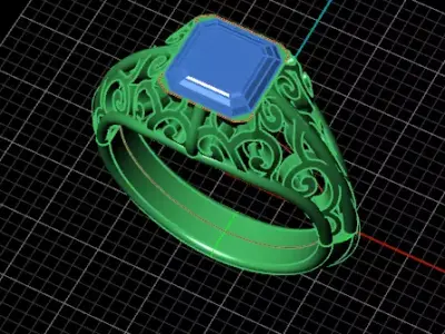 emerald floral jewelry ring  free Free 3D print model