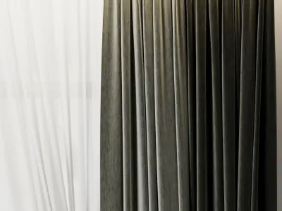 curtains green when open window 06 HBH Low-poly 3D model