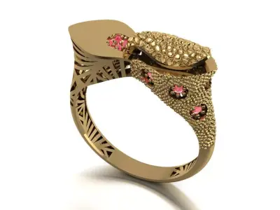new model gold ring with stones 3D print model
