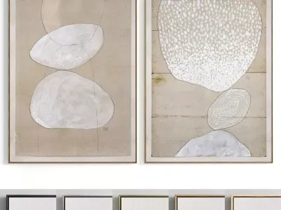 Plaster Two Photo Frame 113 Low-poly 3D model