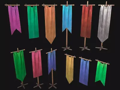 Medieval Flag Low-poly 3D model