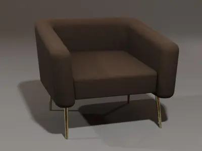 armchair chair with gold legs 3D model