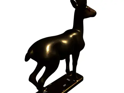 Golden Gazelle Statue Ornament Low-poly 3D model