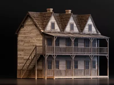 Old Western House Low-poly 3D model