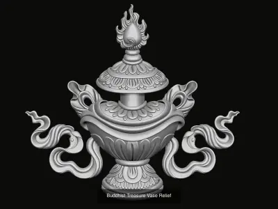 8 Auspicious symbols of Buddhism 3D Model Collection