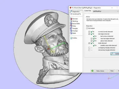 bas-relief of a military man 3D print model