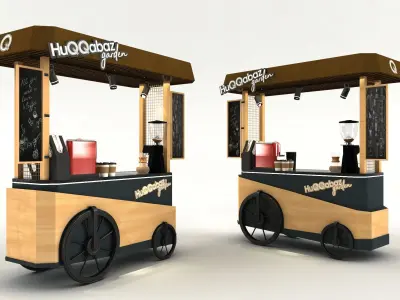 POP Stand 3D model 3D model coffee car new model 3D model 3D model
