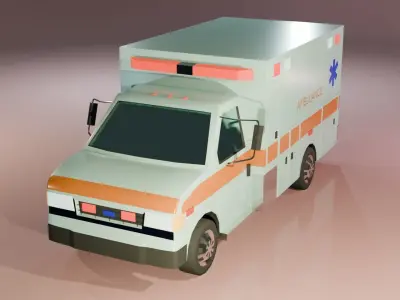 Low Poly gameready Ambulance car Low-poly 3D model