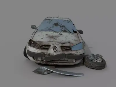 Wrecked destroyed Car Renault Megane  3D model