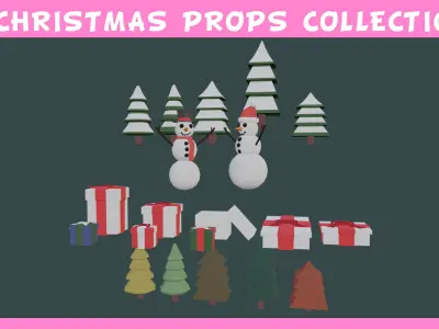 Christmas Low-Poly Decoration Props Pack 3D Model Collection