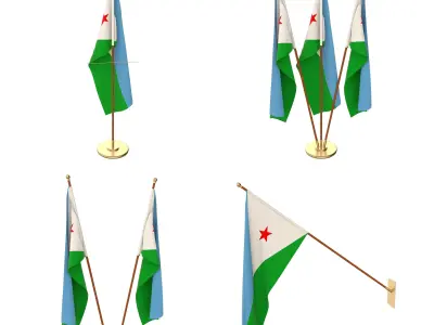 Djibouti Flag Pack 3D model