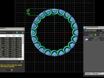 U Shaped Eternity Ring 3 point 3 mm stone size swiss 16 and EU56 3D print model