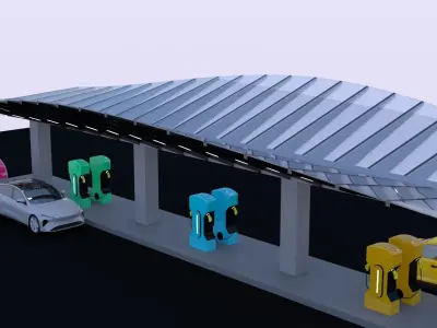 Charging station with cars 3D model