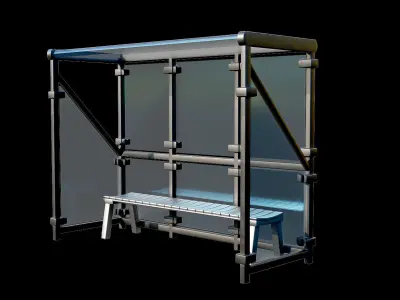 Game Ready Bus Stop 13 Low-poly 3D model