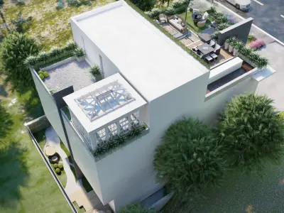 Roof top landscape design with conservatory 3d model 3D model