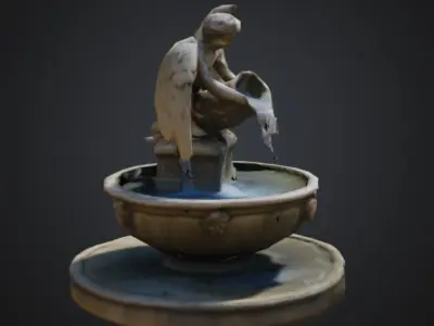 Angel Fountain Low Poly 3D model